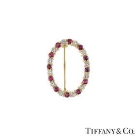 Tiffany & Co. Yellow Gold Diamond and Ruby Brooch
